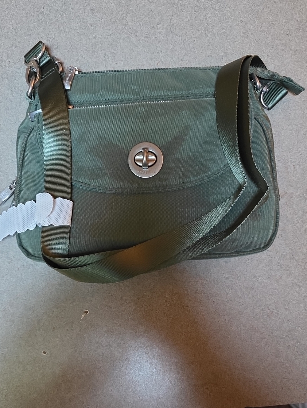 Baggallini Olive Green Crossbody Bag with Turn-Lock Closure